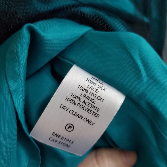 Peacock Green Silk & Lace Tracy Reece Dress Sz 6 - Picture 8 of 12